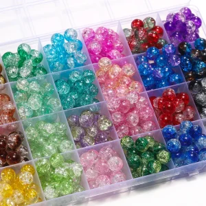 50/100pcs 8mm Glass Crackle Beads Loose Spacer Beads for Jewelry Making DIY Handmade Earrings Bracelets Necklace Accessories 1